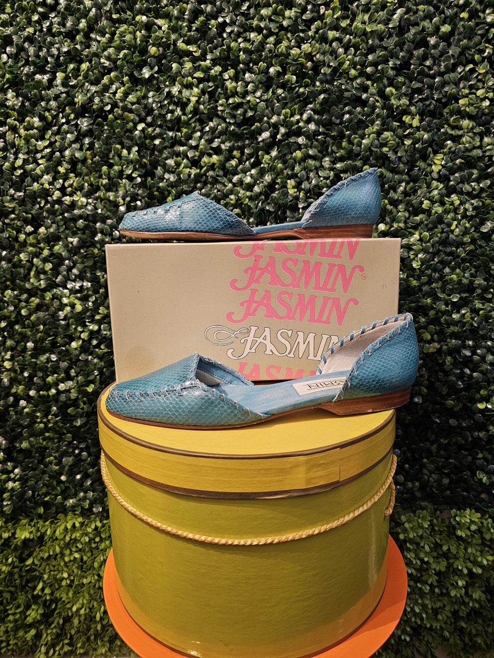 Jasmine Teal Snake-Embossed D'Orsay Flats - Jasmine